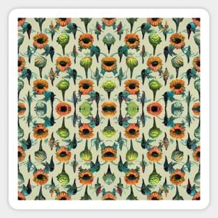 Seamless pattern of summer colored flowers and leaves Sticker